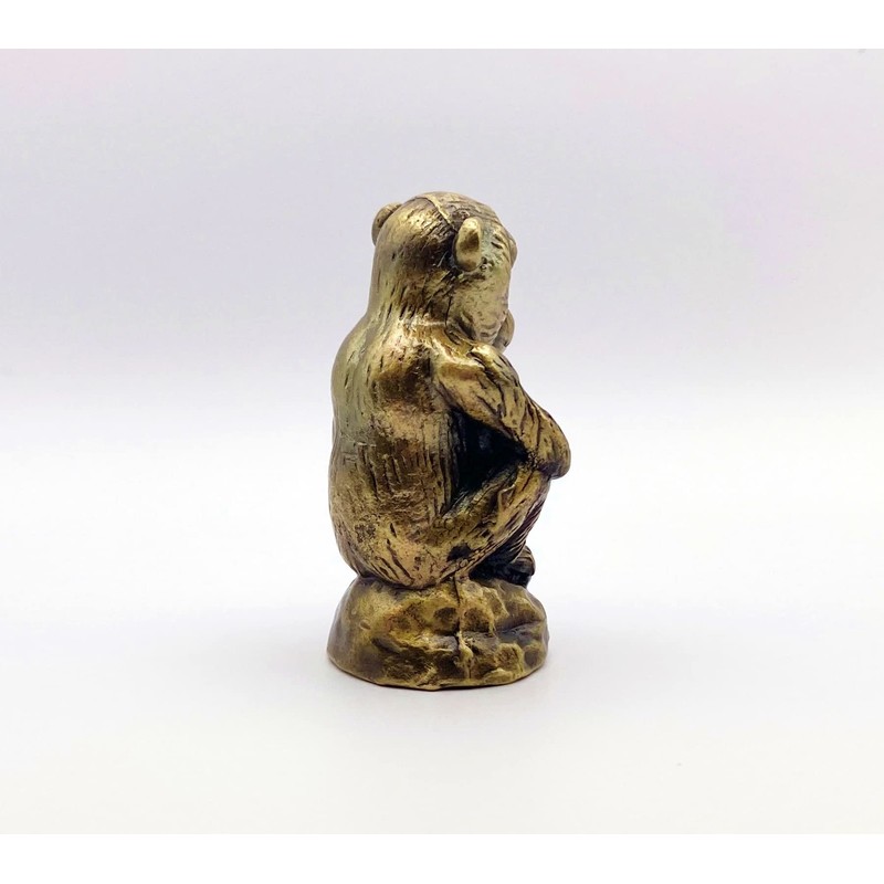 Lamp Finial-Thinking Monkey-Antique Brass Finish, Highly Detailed Metal Casting