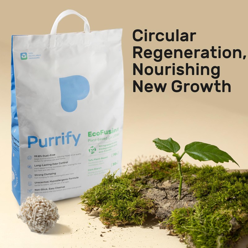 Purrify EcoFusion 3-Pack Tofu Cat Litter (8lb x3) – Plant-Based