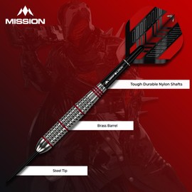 Mission | Rogue Darts | Silver & Red | Brass Steel Tip Darts Set | 22g.