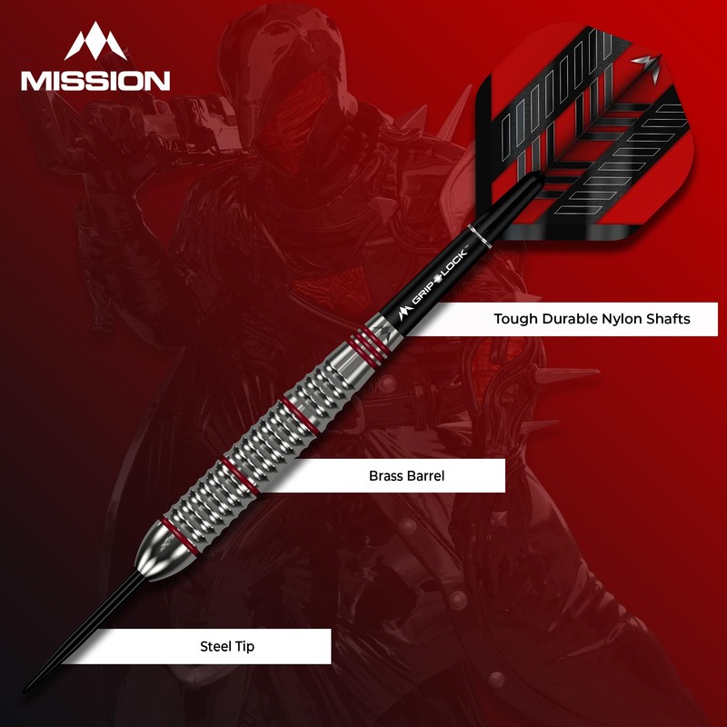 Mission | Rogue Darts | Silver & Red | Brass
