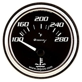 Equus 7262 2-1/16" Electric Water Temperature Gauge, Chrome with Black Dial