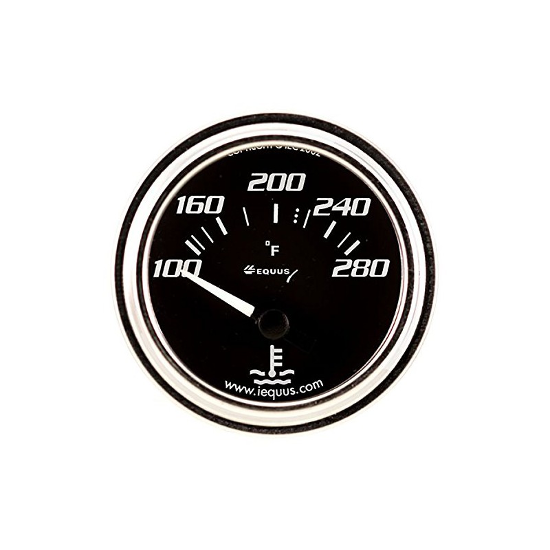 Equus 7262 2-1/16" Electric Water Temperature Gauge, Chrome with Black