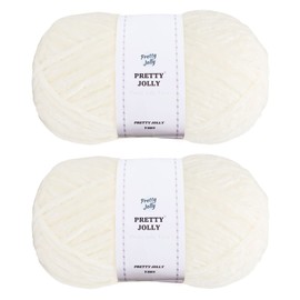 Pretty Jolly Soft Chenille Yarn Velvet Yarn Fancy Yarn for Crochet Weaving Crafts Blanket Yarn for Knitting Total 2 x 255m 2 x 150g Cream White