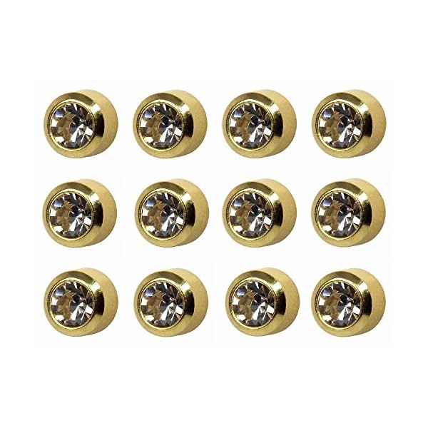 12 Pairs Studex April/Crystal Mini 2mm Gold Plated Bezel Setting