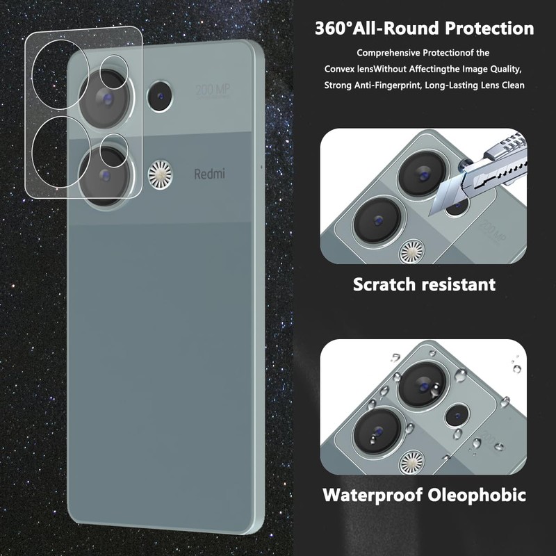 Cmiuubrer 3+2 Pack Tempered Glass for Xiaomi Redmi Note 13