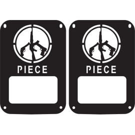 JeepTails Piece Sign Tail lamp Light Covers Compatible with Jeep JK Wrangler Black Set of 2
