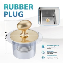 Generic Bathtub Drain Stopper, Rubber Bathtub Drain Stopper, Bathroom Bathtub Plug, Suitable for Replacing Bathtub Drain Stopper，Easy to Use(Gold)