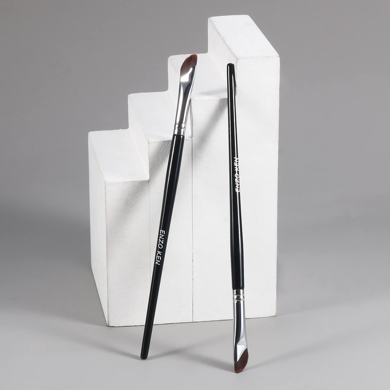 Fine Arc Eyeliner Brush, Flat Eyebrow Brush by Enzo Ken,