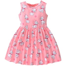 Girls Sleeveless Dress Cat Dress Girls Pink Swing Sundress Baby Girls Backless Bowknot Back to School Dress Girls Cat Outfits Pink Clothes 3-4T /1301