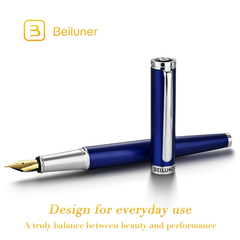 BEILUNER Luxury Fountain Pen Set,Solid 24K Gilded Fine Nib, Modern