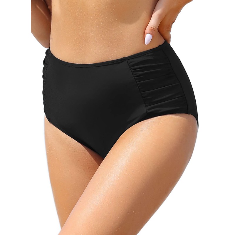 SHEKINI Bikini retro de talle alto para mujer, parte inferior