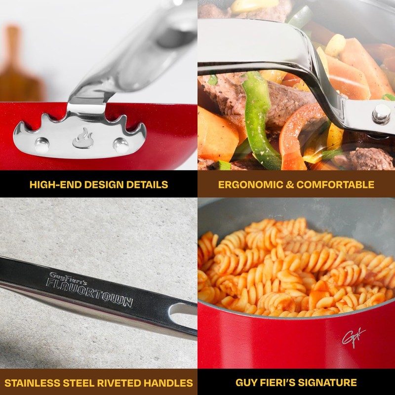 Guy Fieri's Flavortown 2-Piece Ceramic Cookware Set, Nonstick Frying Pan
