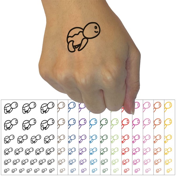 Turtle Swimming Doodle Temporary Tattoo Water Resistant Fake Body Art