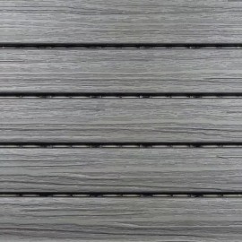 Aura 6PC Deck Patio Balcony Plastic Composite Outdoor Interlocking 12"x12" Tiles Grey