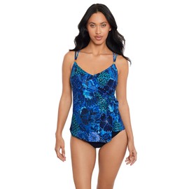 MagicSuit Women's Swimwear Hazy Daze Carma Underwire Adjustable Tankini Top, Blue/Multi, 08