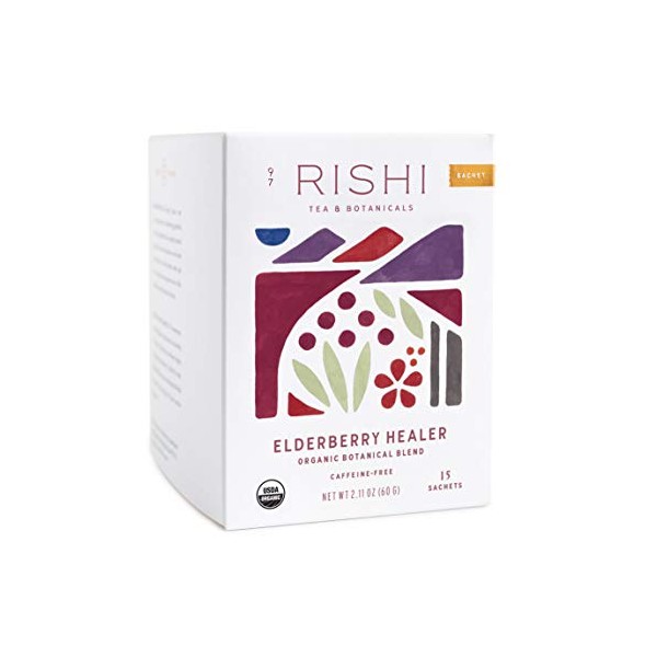 RISHI Organic Elderberry Healer Tea 15 Count, 2.11 OZ