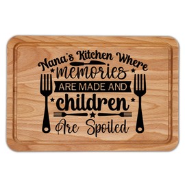 Nanas Kitchen Wooden Chopping Board Where Memories are Made Mothers Day Gift from Son Daughter Grandma Nanny Kitchen Accessories Cheese Board