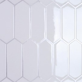 CRE8TIVE White Wall Tiles Long Hexagon Splashback for Kitchen Peel and Stick Wall Tiles 3D Wall Tiles Stick on Tiles Bathroom Wall Stickers Waterproof Fireplace Stairs Modern 4Pcs 30.5cm x 30.5cm