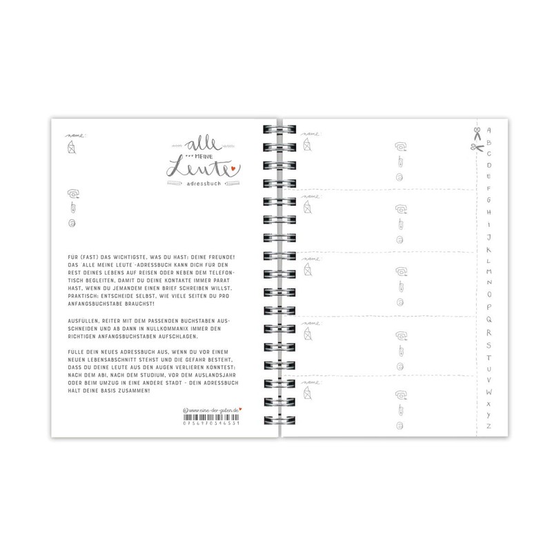 A6 White Floral Design Address Book with Flexible Dividers with