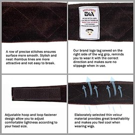 GEX Beauty Flexible Velvet Wig Grip Scarf Head Hair Band Wig Band Adjustable Fastern (Brown)