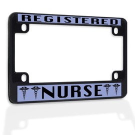Fastasticdeals Metal Insert Bike License Plate Frame Registered Nurse Rn A Weatherproof Motorcycle Accessories Black 4 Holes Solid Insert