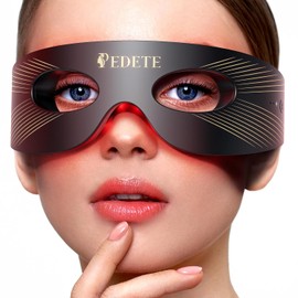 Pedete Red Light Therapy for Eyes, 3 Modes Under-Eye Red Light Eye Mask, Eye Massager for Fine Lines Eye Bags and Dark Circles for Men Women(Black)