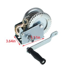 TINVHY 1500 lbs Hand Crank Winch with Brake Come-Along Heavy Duty Steel Cable for Boat, Trailer, ATV or Deer Feeder