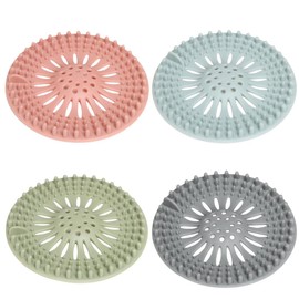 Hair Catcher, 4 Pcs Shower Drain Covers Protector, Sink Strainer Protector, Shower Drain Covers Hair Catcher, Easy to Install and Clean Suit, for Bathroom, Bathtub, Kitchen, Multi-color