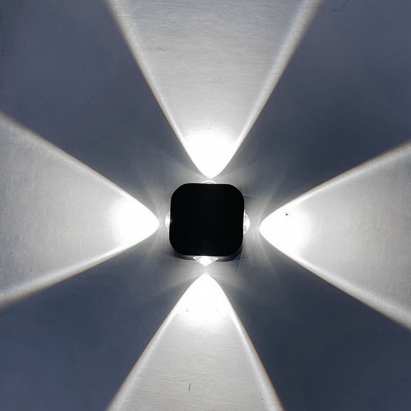 4 Sided Luminous Wall Lamp Double Head Waterproof LED White