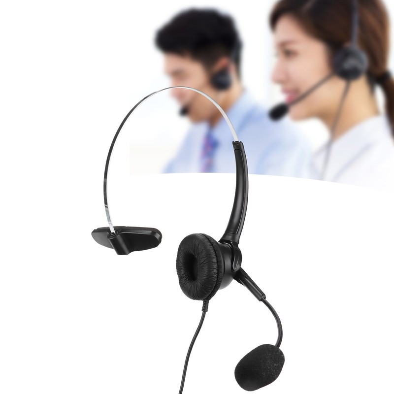 Telephone Headset RJ9 Earphone with 330° Adjustable Microphone for Home