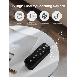 Sound Machine-Rechargeable 3000mAh Battery Powered White Noise Machine for Sleeping with Bluetooth, 15 Soothing Sounds, Auto-Off Timer and Headphone Jack, Memory Function, Sound Machine for Sleep
