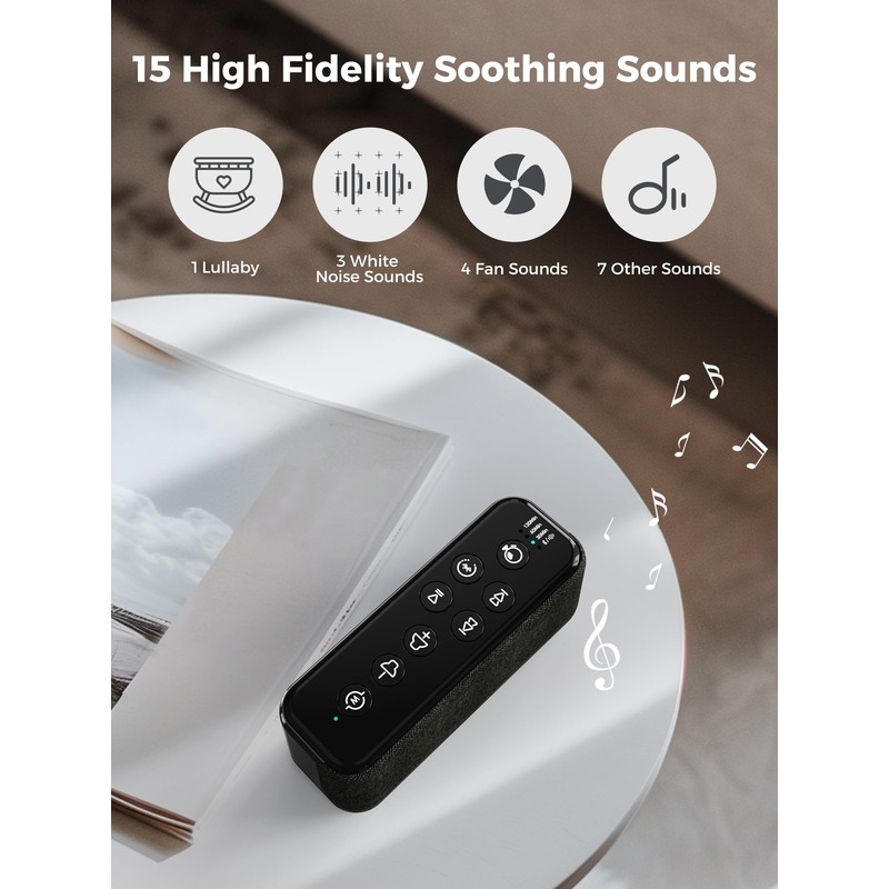 Sound Machine-Rechargeable 3000mAh Battery Powered White Noise Machine for Sleeping