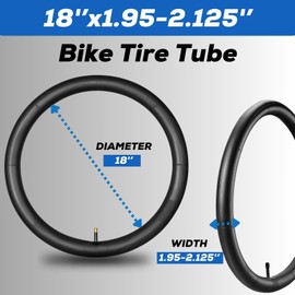 Corki Cycles 18” Bike Tube 2 Pack Durable Butyl Rubber, Fits Tire Sizes 18” x 1.95 2.0 2.1 2.125 (Removable Schrader Valve 32mm)