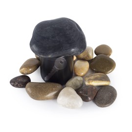 Hide A Key Holder Outdoor Natural Rock, Safe for Outdoor Garden or Yard (Black)