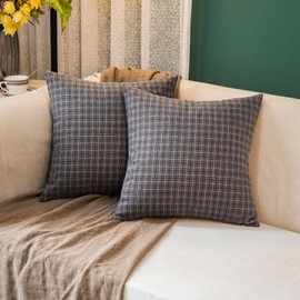 GLORY SEASON Tweed Throw Pillow Covers Woolen-style Fabric Square Pillow Cases for Farmhouse Cushion Case and Home Sofa Couch Decor Pack of 2,18x18 Inch (18x18 in, Senior Grey Plaid)