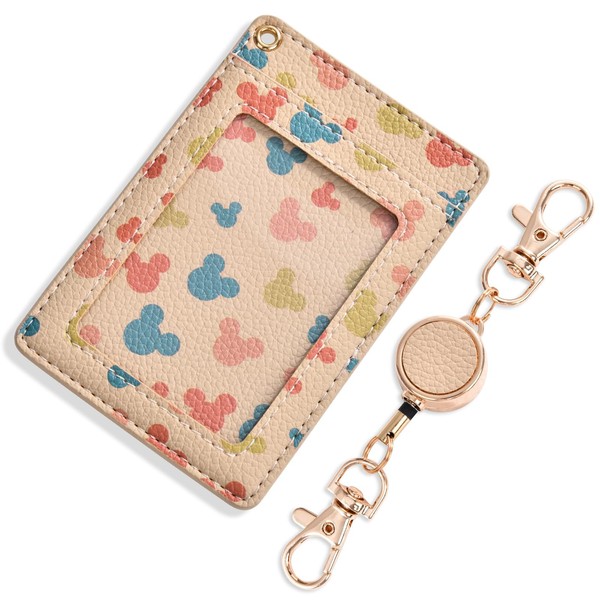 Juncy Pass Case, Commuter Holder, with Reel, Pink