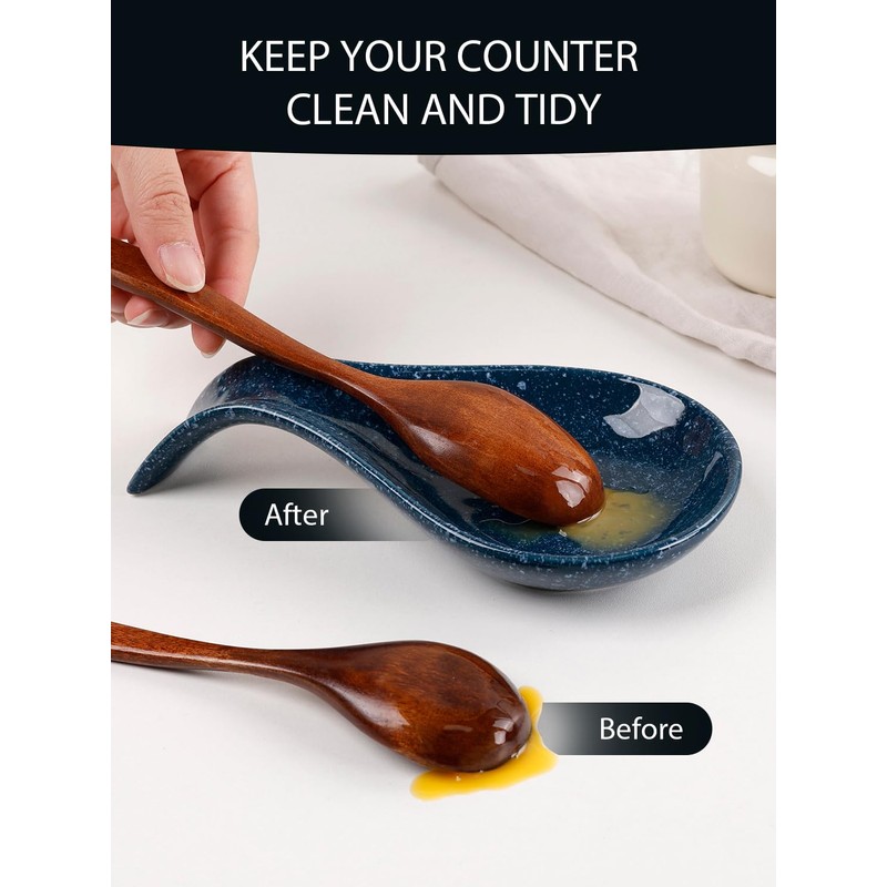 ANTIS'S HOME Ceramic Spoon Rest, Starry Night Glaze Spoon Holder,