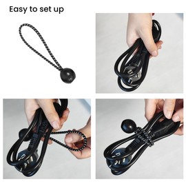 SUMORISE 30 Pack Ball Bungee Cord 12 Inch Heavy Duty Bungie Cord Balls for Outdoor Camping Tarp, Canopy,Shelter,Gazebo(Black/White (30-Pack, 12 Inch)