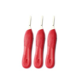 AAProTools Lot Of 3 Scalpel Handle #4, Red Plastic Grip - Fitting Blades #20 Thru 24