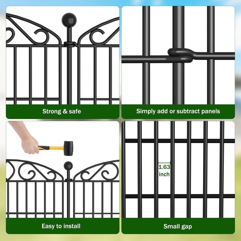 No Dig Decorative Garden Fence 6 Panel with Gate -