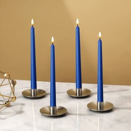 10 Pack Blue Flameless 11'' Wax Covered Taper LED Candles with 2 Remote, Runs 200 Hours, for Wedding, Hotel, Windows