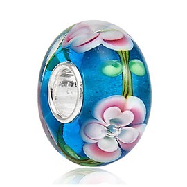 ARTCHARM Glass Charm 925 Sterling Silver Core Glodfish Flower Glass Charms Valentine's Day Gift for Lovers/Friends/Mothers/Travelers, Sterling Silver Glass