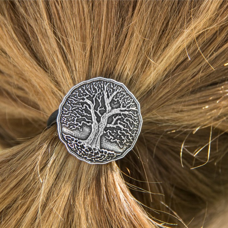 Ponytail Holder, Hair Accessory, Women's Hair Tie, Tree of Life,