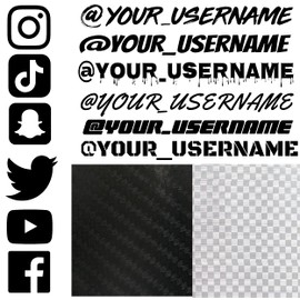 VulgrCo Carbon Fiber 3D Custom Social Media Decal Stickers Customized Name Username Instagram Facebook TikTok Snapchat YouTube Twitter X Logo Brand Vinyl Indoor Outdoor 5 Year Rated