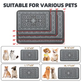 PUPTECK Dog Food Mat, Absorbent Pet Cat Feeding Mat for Food and Water Bowls, Anti-Slip Dog Placemat for Floors Waterproof, Pet Supplies Accessories, Gray XL