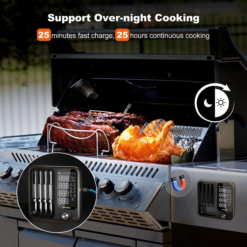 4 Probes Bluetooth Meat Thermometer Digital, Wireless Meat Thermometer for