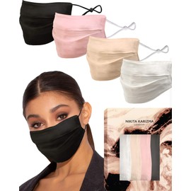 KARIZMA Beverly Hills Silk Face Mask 4 Pack Collection. Fashionable Designer Face Mask for Women. Washable Fabric Face Mask Reusable Facemask. Real Mulberry Silk Masks, Luxury Fashion Masks for Women