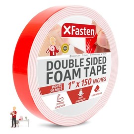 XFasten Cinta adhesiva de doble cara de espuma para montaje, 1 pulgada x 150 pulgadas