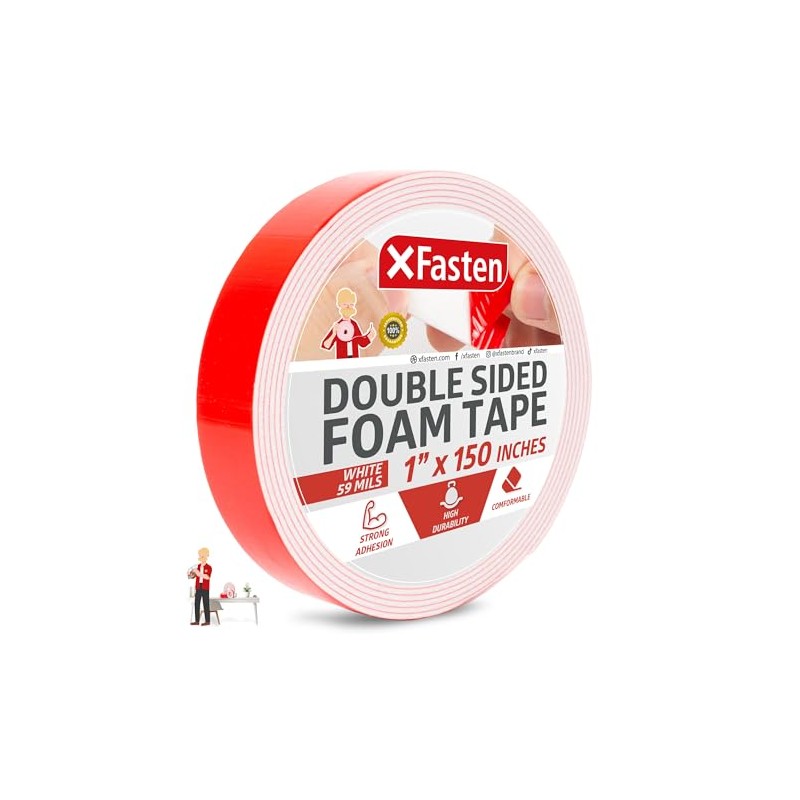 XFasten Cinta adhesiva de doble cara de espuma para montaje,