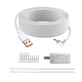 33 FT Camera Power Cord for Ring Stick Up Cam Plug-in Battery Charger, Weatherproof Extension Cable Flat
